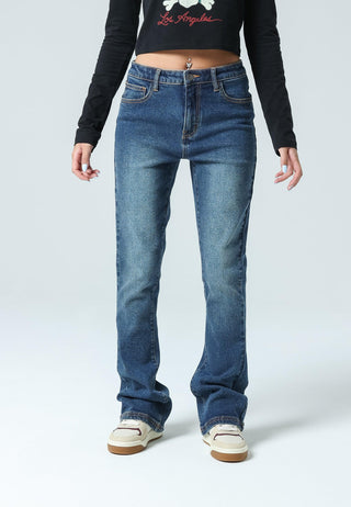Pantalon en jean coupe bootleg New York City pour femme - Indigo