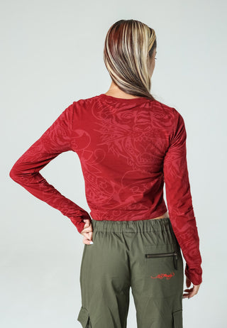 Damen Ny City Langarm-T-Shirt – Rot