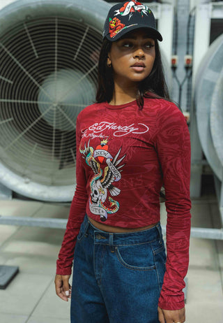 T-shirt à manches longues pour femmes Ny City - Rouge