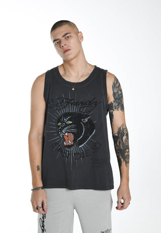 Męska koszulka z kamizelką Panther-Diego – czarna