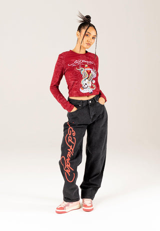Damen-Jeans „Panther Siren“ mit entspannter Passform aus Denim – Schwarz