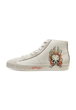 Heren Scuff - Ed High - Skull Flame - Wit