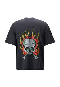 T-shirt Skull-Flame pour hommes - Noir