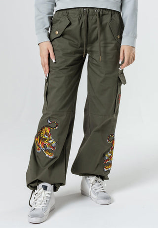 Dame Tiger Cargo Pants Bukser - Oliven
