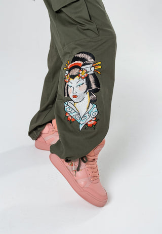 Kvinners Tokyo Geisha Cargo Pants Bukser - Oliven
