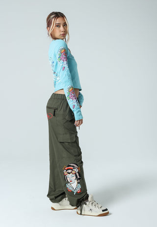 Kvinder Tokyo Geisha Cargo Pants Bukser - Oliven
