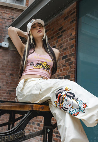 Pantalon cargo Tokyo Geisha pour femme - Écru