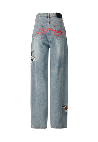 Calça jeans feminina True-Til-Death com ajuste relaxado - Bleach