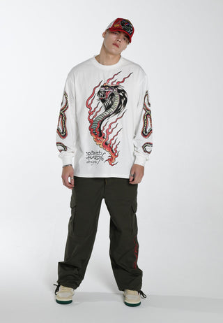 Herren Venom-Slither Langes T-Shirt – Weiß