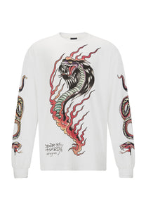 Heren Venom-Slither lang T-shirt - wit