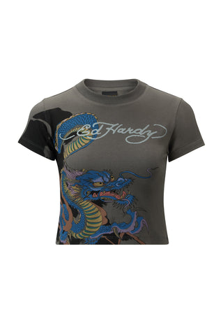 Camiseta feminina vibrante dragão para bebê - carvão
