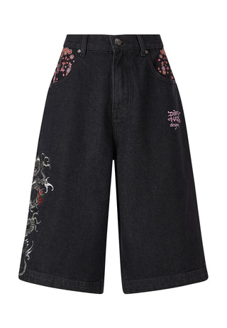 Shorts jeans relaxado feminino Grey Dragon - preto