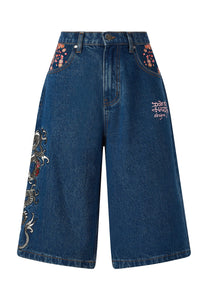 Shorts jeans relaxados femininos Grey Dragon - Indigo