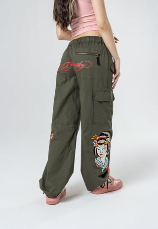 Damskie spodnie cargo Tokyo Geisha - oliwkowe